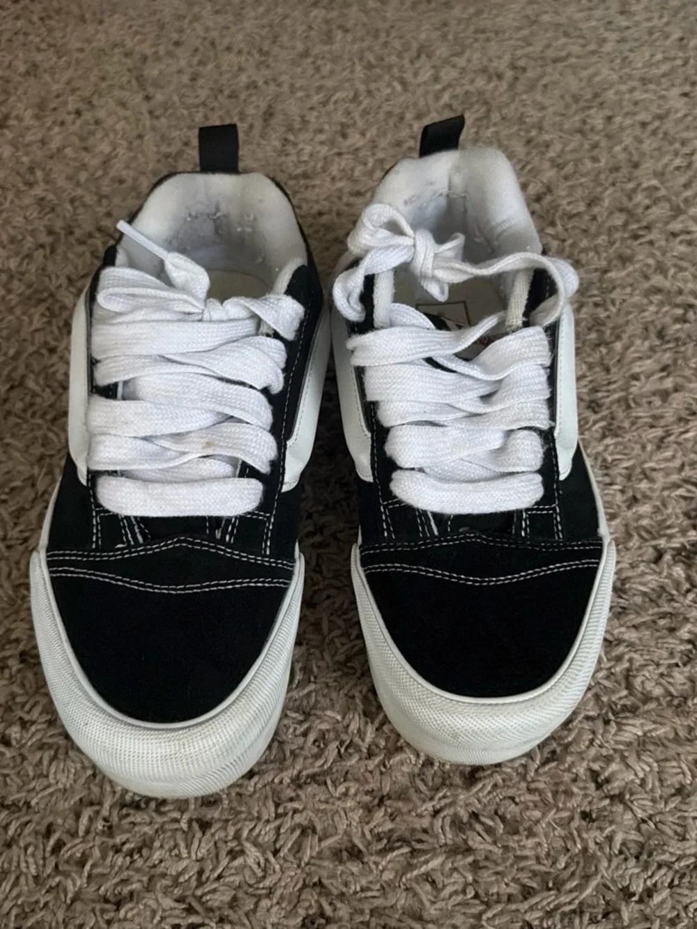 Vans Black and White Low-Top Lace-Up Sneakers